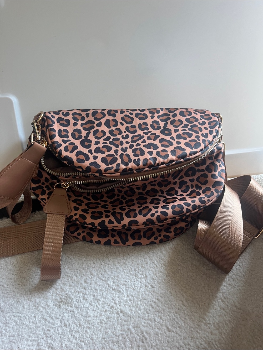 Leopard Print Crossbody Bum Bag in Brown